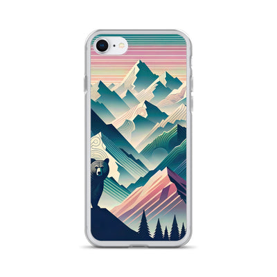 Bär im Panoramablick der Alpen, moderne Kunst-Gebirgsschichten - iPhone Schutzhülle (durchsichtig) camping xxx yyy zzz iPhone SE