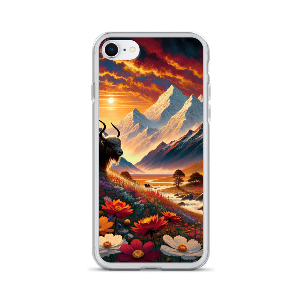 Magischer Alpenabend mit Hochlandkuh und goldener Sonnenkulisse - iPhone Schutzhülle (durchsichtig) berge xxx yyy zzz iPhone SE