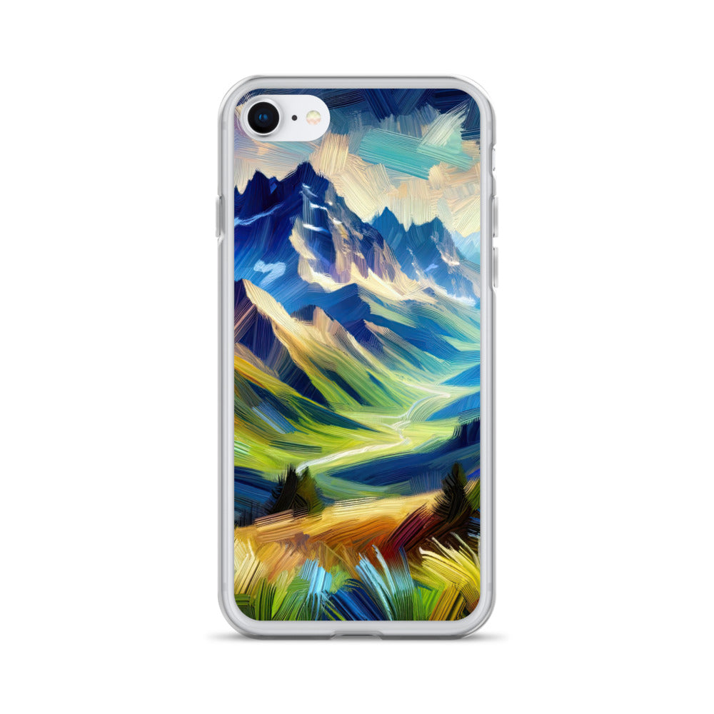 Impressionistische Alpen, lebendige Farbtupfer und Lichteffekte - iPhone Schutzhülle (durchsichtig) berge xxx yyy zzz iPhone SE