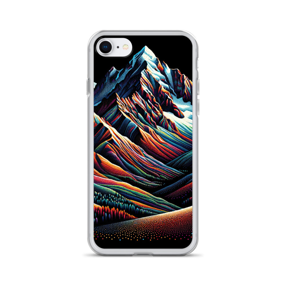 Pointillistische Darstellung der Alpen, Farbpunkte formen die Landschaft - iPhone Schutzhülle (durchsichtig) berge xxx yyy zzz iPhone SE