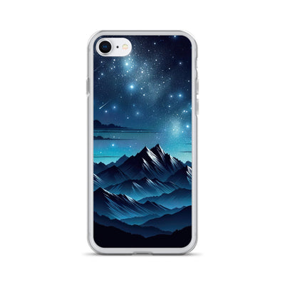 Alpen unter Sternenhimmel mit glitzernden Sternen und Meteoren - iPhone Schutzhülle (durchsichtig) berge xxx yyy zzz iPhone SE
