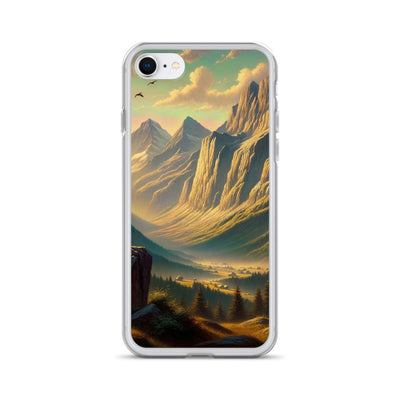 Ölgemälde eines Schweizer Wanderers in den Alpen bei goldenem Sonnenlicht - iPhone Schutzhülle (durchsichtig) wandern xxx yyy zzz iPhone SE