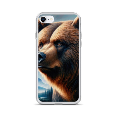 Ölgemälde, das das Gesicht eines starken realistischen Bären einfängt. Porträt - iPhone Schutzhülle (durchsichtig) camping xxx yyy zzz iPhone SE