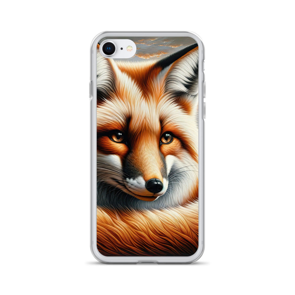 Ölgemälde eines nachdenklichen Fuchses mit weisem Blick - iPhone Schutzhülle (durchsichtig) camping xxx yyy zzz iPhone SE