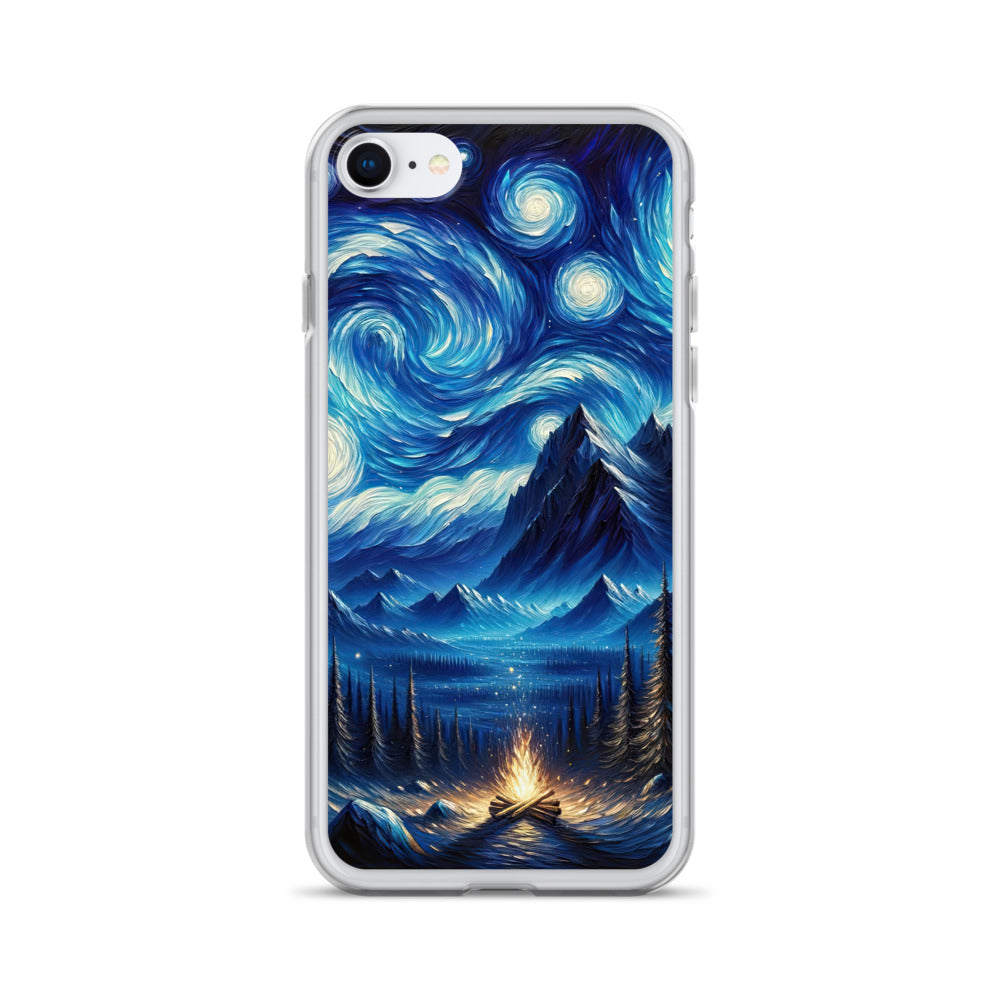 Sternennacht-Stil Ölgemälde der Alpen, himmlische Wirbelmuster - iPhone Schutzhülle (durchsichtig) berge xxx yyy zzz iPhone SE