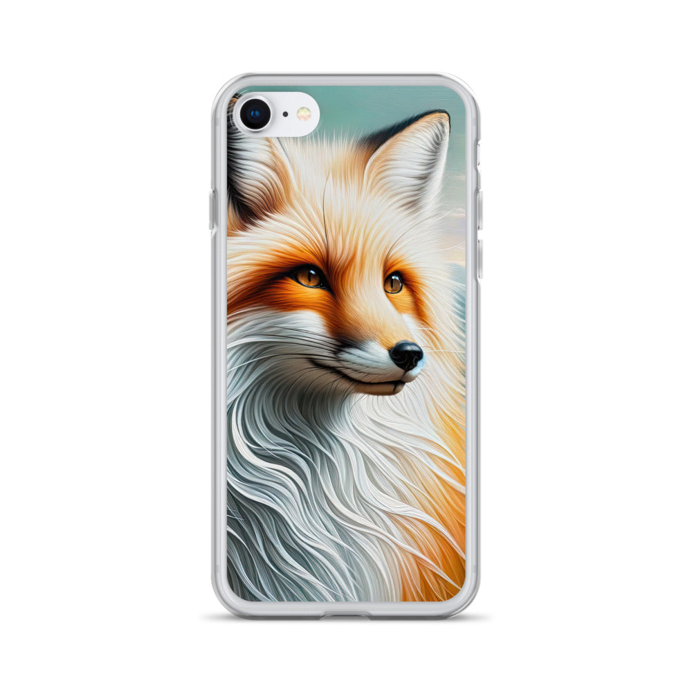 Ölgemälde eines anmutigen, intelligent blickenden Fuchses in Orange-Weiß - iPhone Schutzhülle (durchsichtig) camping xxx yyy zzz iPhone SE