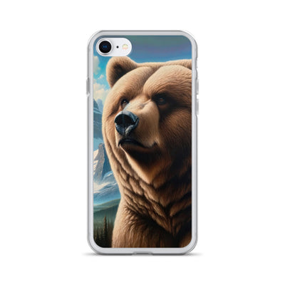 Realistisches Ölgemälde eines männlichen Bären in den Bergen mit Fokus auf Stärke und Schärfe - iPhone Schutzhülle (durchsichtig) camping xxx yyy zzz iPhone SE