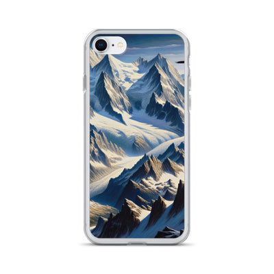 Ölgemälde der Alpen mit hervorgehobenen zerklüfteten Geländen im Licht und Schatten - iPhone Schutzhülle (durchsichtig) berge xxx yyy zzz iPhone SE