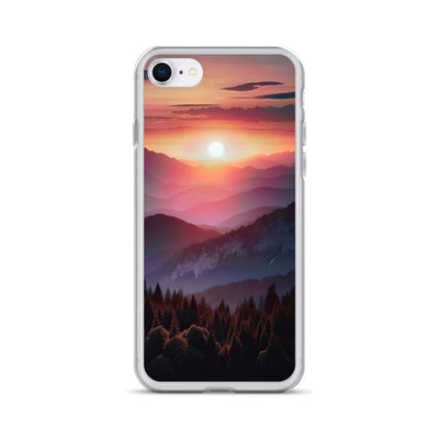 Foto der Alpenwildnis beim Sonnenuntergang, Himmel in warmen Orange-Tönen - iPhone Schutzhülle (durchsichtig) berge xxx yyy zzz iPhone SE