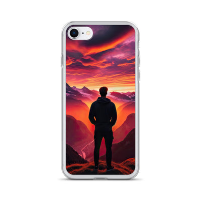 Foto der Schweizer Alpen im Sonnenuntergang, Himmel in surreal glänzenden Farbtönen - iPhone Schutzhülle (durchsichtig) wandern xxx yyy zzz iPhone SE