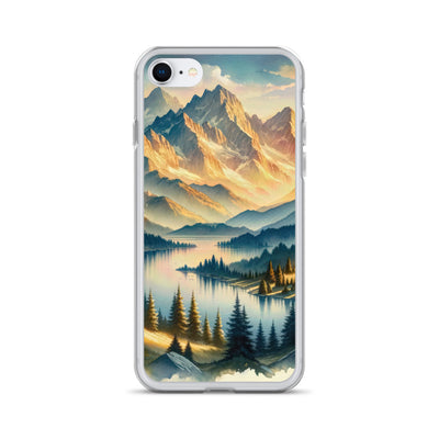 Aquarell der Alpenpracht bei Sonnenuntergang, Berge im goldenen Licht - iPhone Schutzhülle (durchsichtig) berge xxx yyy zzz iPhone SE