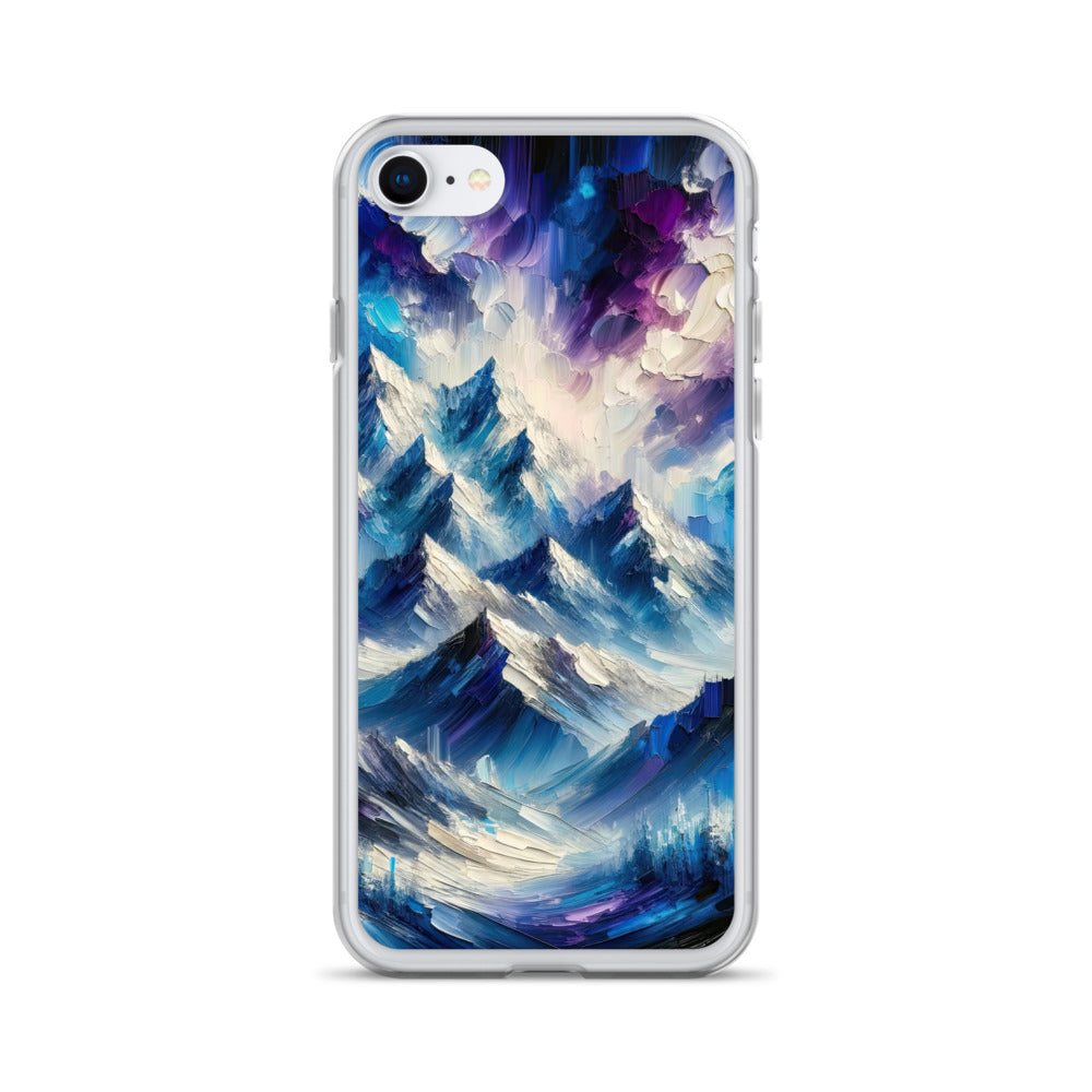 Alpenabstraktion mit dramatischem Himmel in Öl - iPhone Schutzhülle (durchsichtig) berge xxx yyy zzz iPhone SE