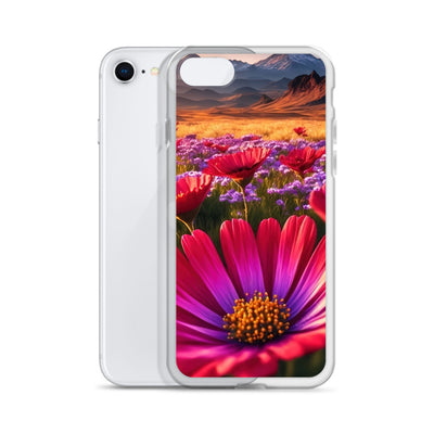 Wünderschöne Blumen und Berge im Hintergrund - iPhone Schutzhülle (durchsichtig) berge xxx