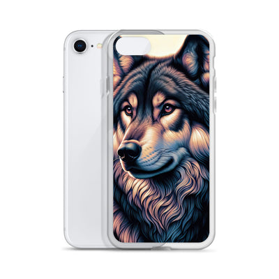Majestätischer, glänzender Wolf in leuchtender Illustration (AN) - iPhone Schutzhülle (durchsichtig) xxx yyy zzz