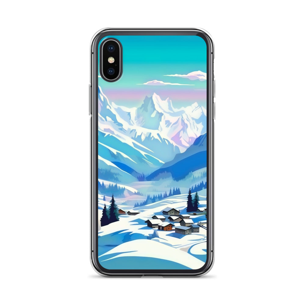 Berge und Schnee - Landschaft - iPhone Schutzhülle (durchsichtig) ski xxx iPhone X XS