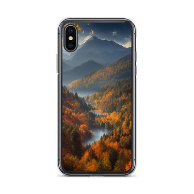 Berge, Wald und Nebel - Malerei - iPhone Schutzhülle (durchsichtig) berge xxx iPhone X XS