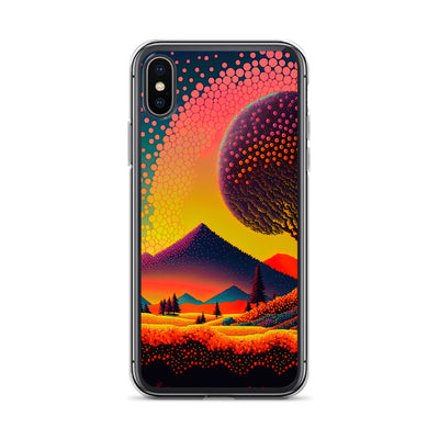 Berge und warme Farben - Punktkunst - iPhone Schutzhülle (durchsichtig) berge xxx iPhone X/XS