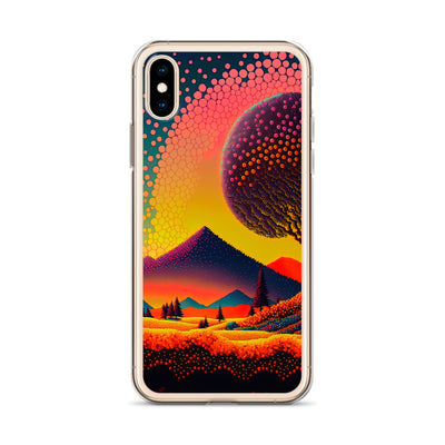 Berge und warme Farben - Punktkunst - iPhone Schutzhülle (durchsichtig) berge xxx