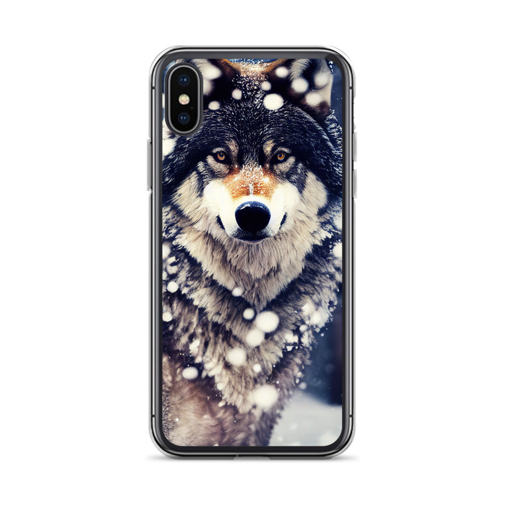Wolf im Schnee - Episches Foto - iPhone Schutzhülle (durchsichtig) camping xxx iPhone X/XS