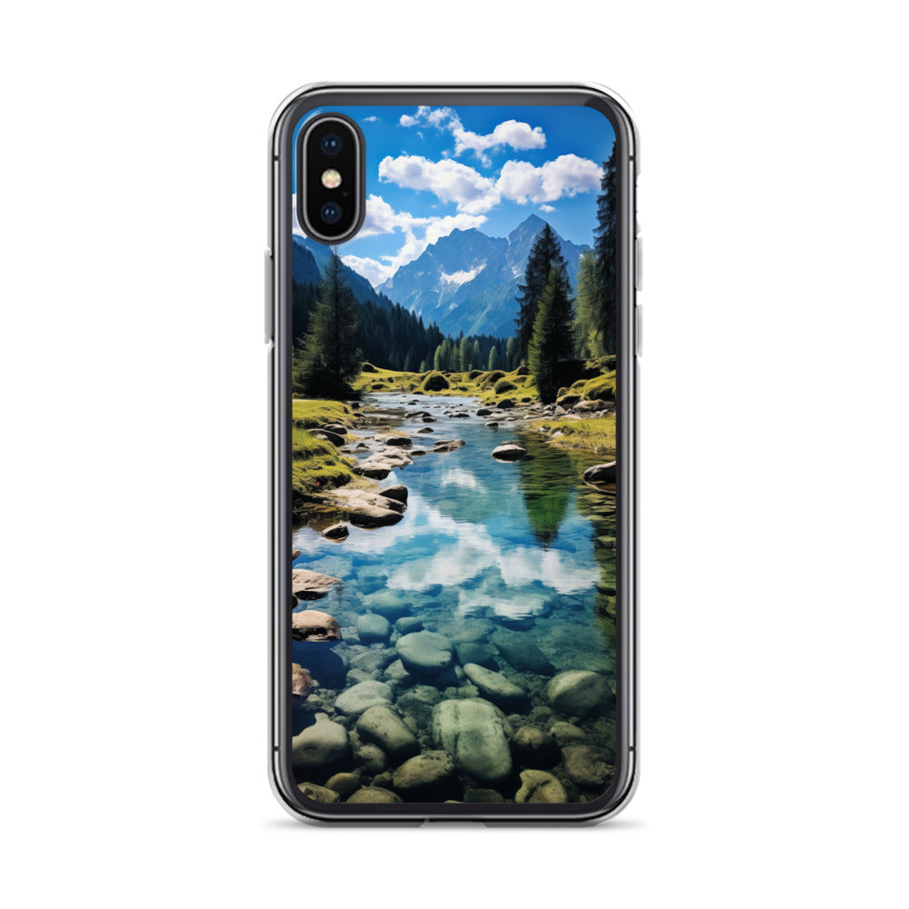 Österreichische Alpen und steiniger Bach - iPhone Schutzhülle (durchsichtig) berge xxx iPhone X XS