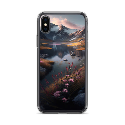Berge, Bergsee und Blumen - iPhone Schutzhülle (durchsichtig) berge xxx iPhone X XS