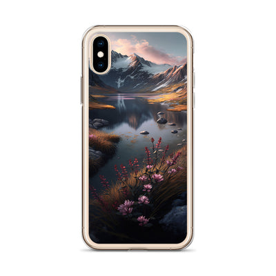 Berge, Bergsee und Blumen - iPhone Schutzhülle (durchsichtig) berge xxx