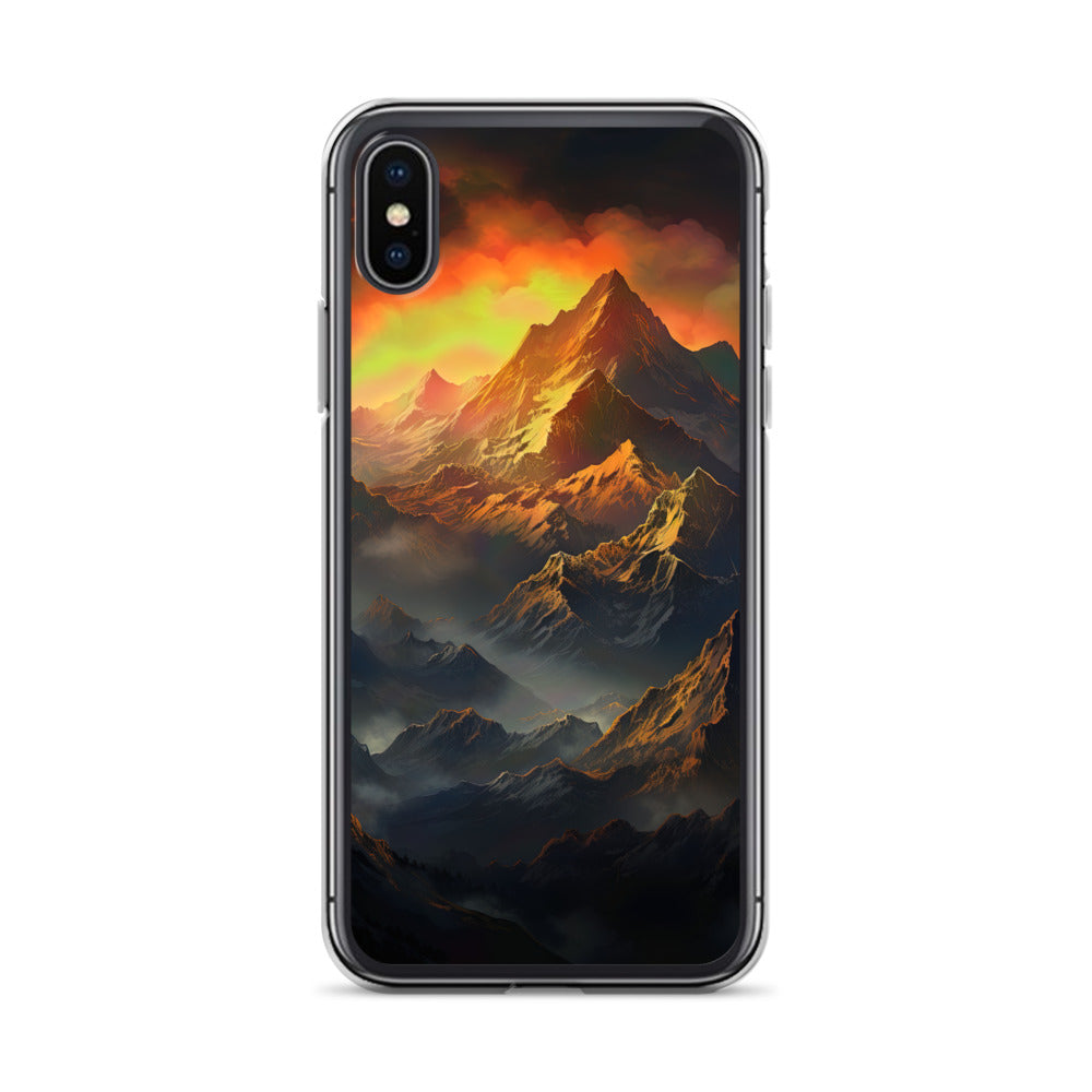 Wunderschöne Himalaya Gebirge im Nebel und Sonnenuntergang - Malerei - iPhone Schutzhülle (durchsichtig) berge xxx iPhone X/XS