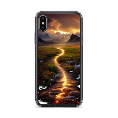 Landschaft mit wilder Atmosphäre - Malerei - iPhone Schutzhülle (durchsichtig) berge xxx iPhone X XS