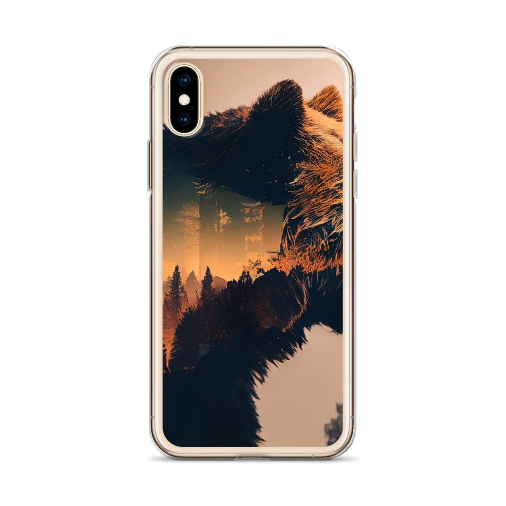 Bär und Bäume Illustration - iPhone Schutzhülle (durchsichtig) camping xxx