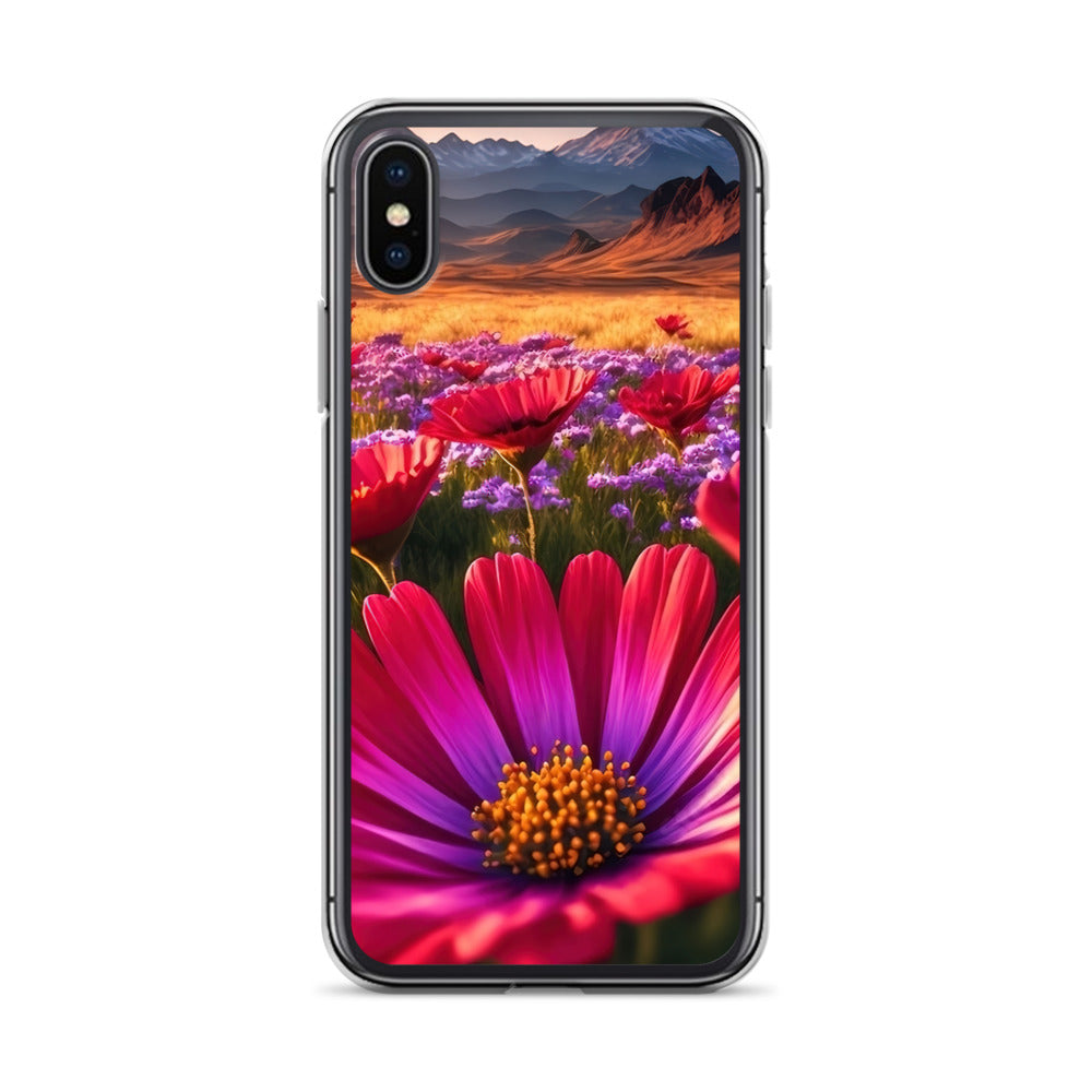 Wünderschöne Blumen und Berge im Hintergrund - iPhone Schutzhülle (durchsichtig) berge xxx iPhone X/XS