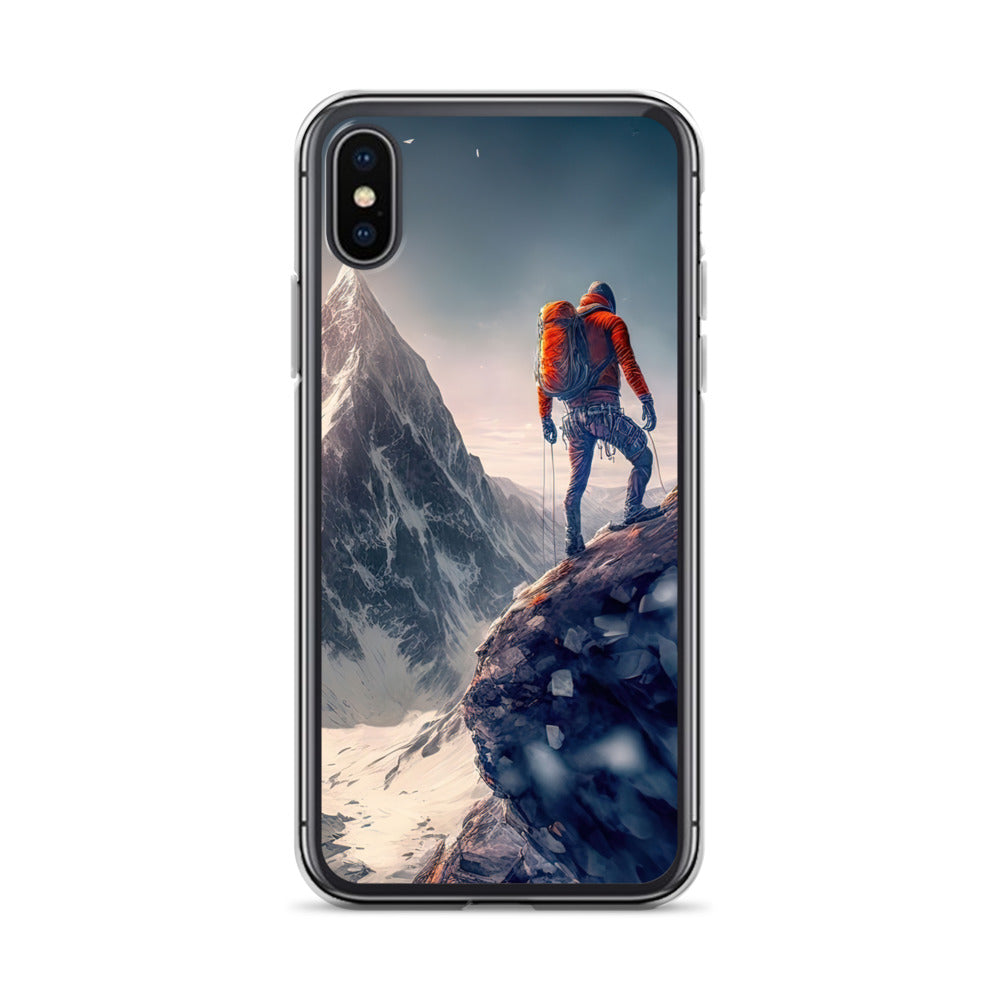 Bergsteiger auf Berg - Epische Malerei - iPhone Schutzhülle (durchsichtig) klettern xxx iPhone X XS