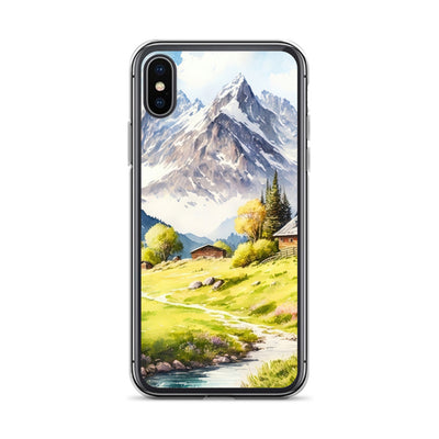 Epische Berge und Berghütte - Landschaftsmalerei - iPhone Schutzhülle (durchsichtig) berge xxx iPhone X XS