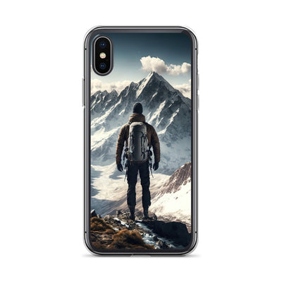 Wanderer auf Berg von hinten - Malerei - iPhone Schutzhülle (durchsichtig) berge xxx iPhone X/XS