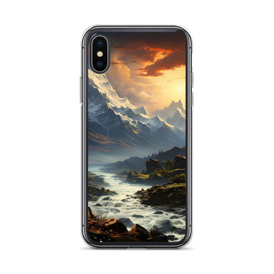 Berge, Sonne, steiniger Bach und Wolken - Epische Stimmung - iPhone Schutzhülle (durchsichtig) berge xxx iPhone X XS