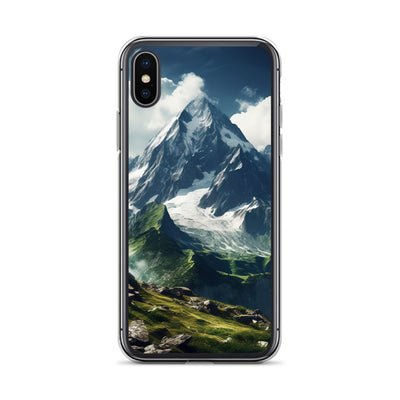 Gigantischer Berg - Landschaftsmalerei - iPhone Schutzhülle (durchsichtig) berge xxx iPhone X/XS