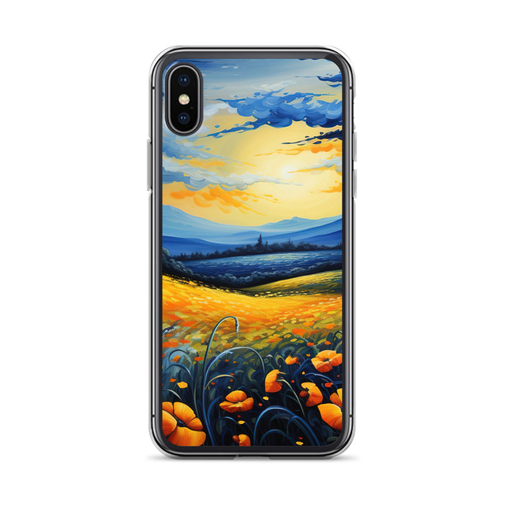 Berglandschaft mit schönen gelben Blumen - Landschaftsmalerei - iPhone Schutzhülle (durchsichtig) berge xxx iPhone X XS