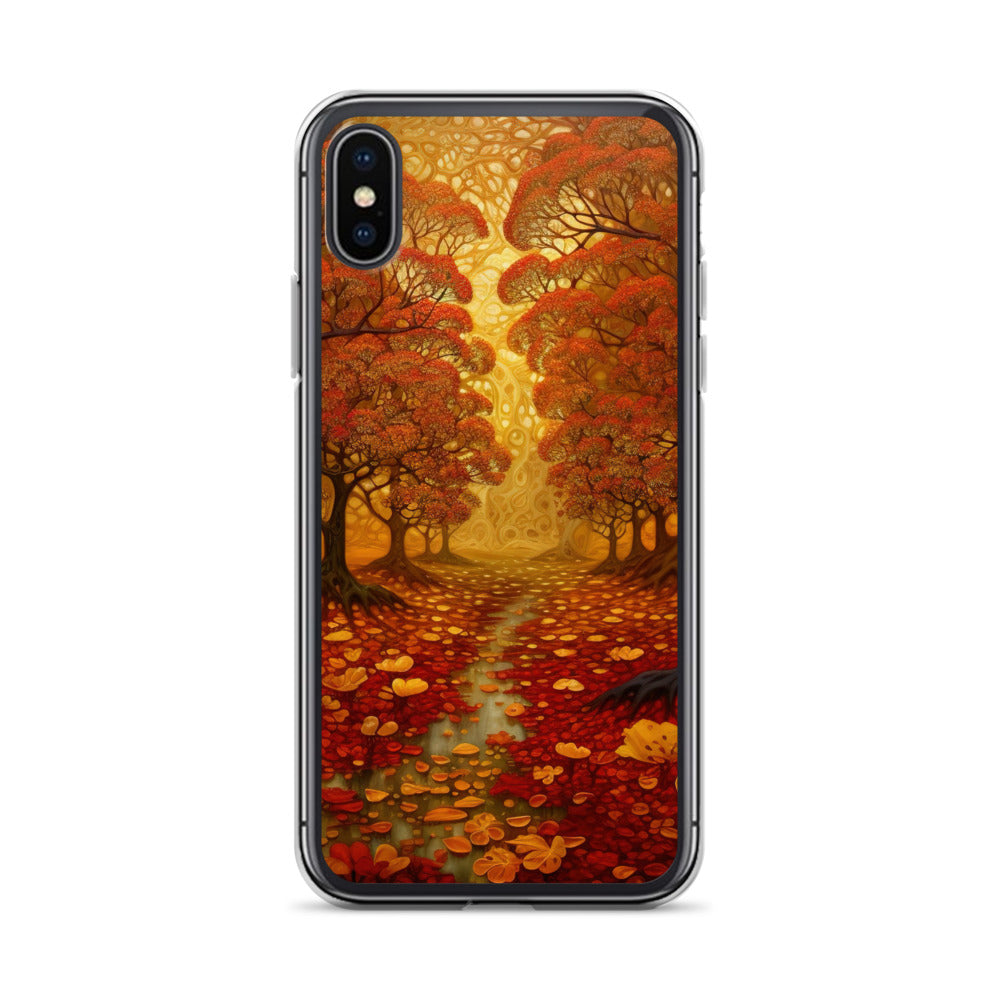 Wald im Herbst und kleiner Bach - iPhone Schutzhülle (durchsichtig) camping xxx iPhone X/XS