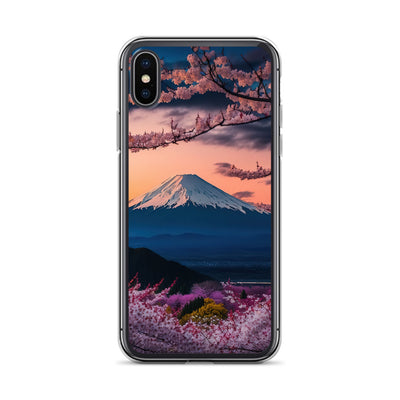 Berg - Pinke Bäume und Blumen - iPhone Schutzhülle (durchsichtig) berge xxx iPhone X XS