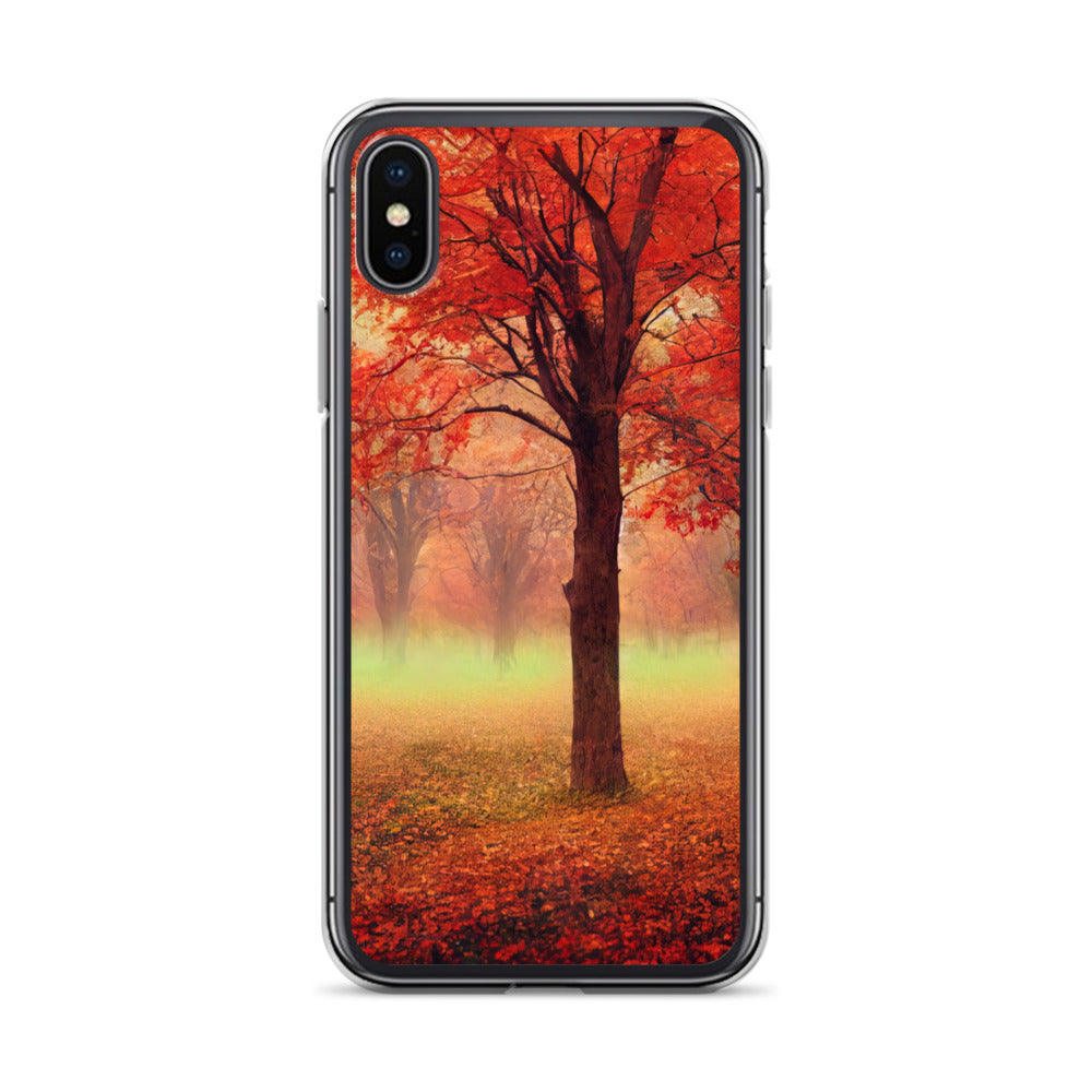 Wald im Herbst - Rote Herbstblätter - iPhone Schutzhülle (durchsichtig) camping xxx iPhone X XS