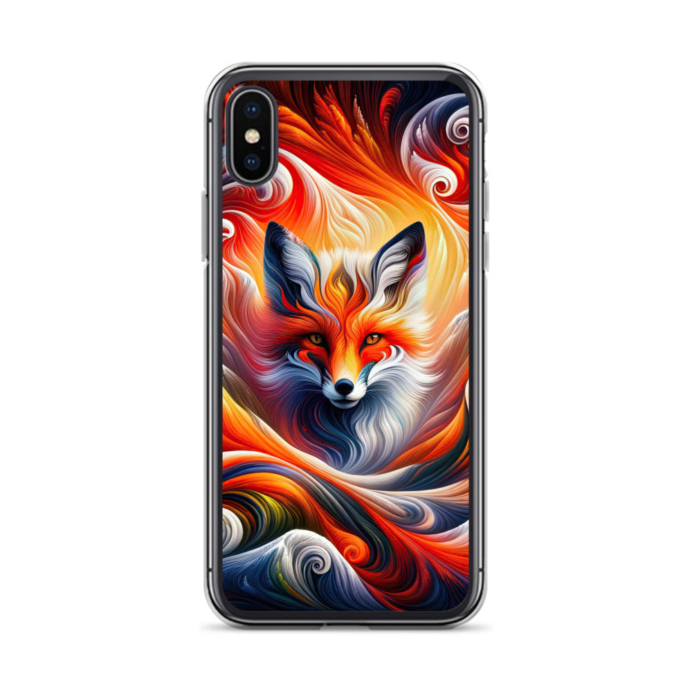 Abstraktes Kunstwerk, das den Geist der Alpen verkörpert. Leuchtender Fuchs in den Farben Orange, Rot, Weiß - iPhone Schutzhülle (durchsichtig) camping xxx yyy zzz iPhone X XS