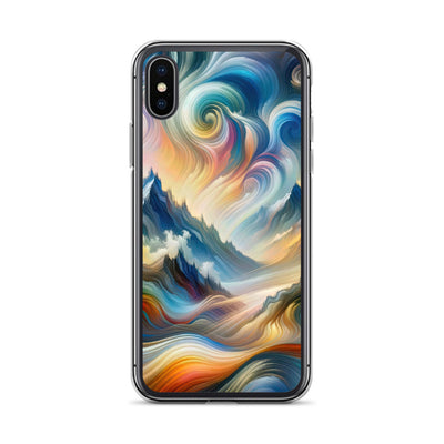 Ätherische schöne Alpen in lebendigen Farbwirbeln - Abstrakte Berge - iPhone Schutzhülle (durchsichtig) berge xxx yyy zzz iPhone X XS