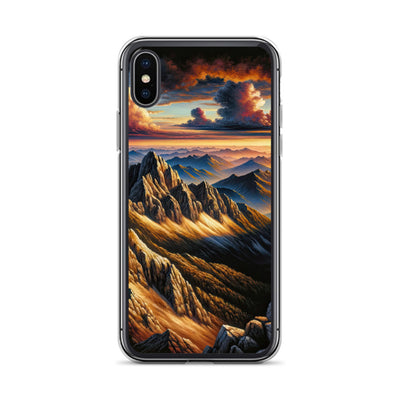 Alpen in Abenddämmerung: Acrylgemälde mit beleuchteten Berggipfeln - iPhone Schutzhülle (durchsichtig) berge xxx yyy zzz iPhone X/XS