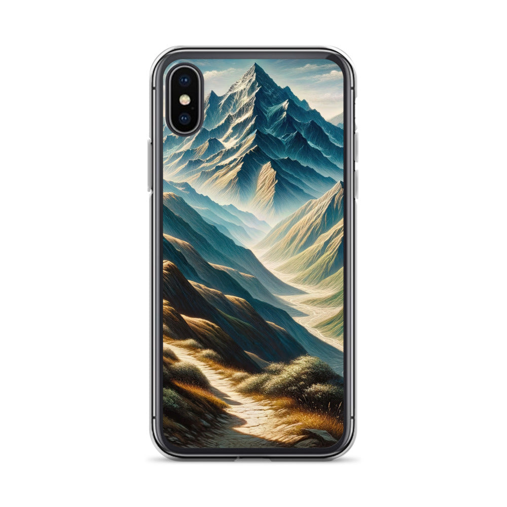 Berglandschaft: Acrylgemälde mit hervorgehobenem Pfad - iPhone Schutzhülle (durchsichtig) berge xxx yyy zzz iPhone X XS