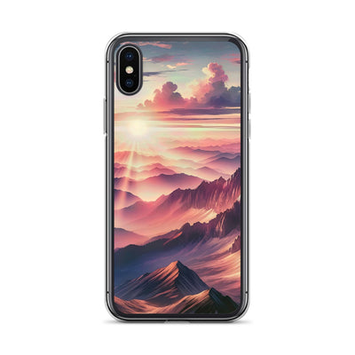 Schöne Berge bei Sonnenaufgang: Malerei in Pastelltönen - iPhone Schutzhülle (durchsichtig) berge xxx yyy zzz iPhone X XS