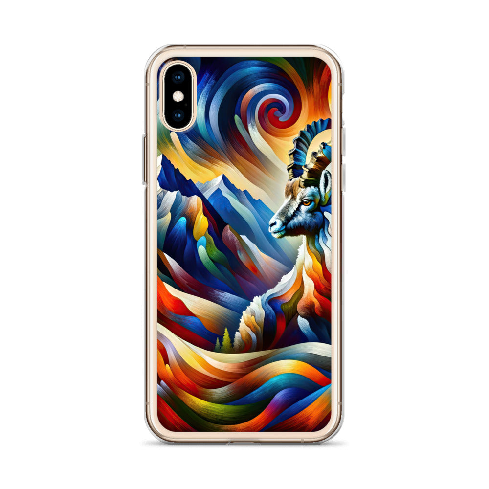 Alpiner Steinbock: Abstrakte Farbflut und lebendige Berge - iPhone Schutzhülle (durchsichtig) berge xxx yyy zzz