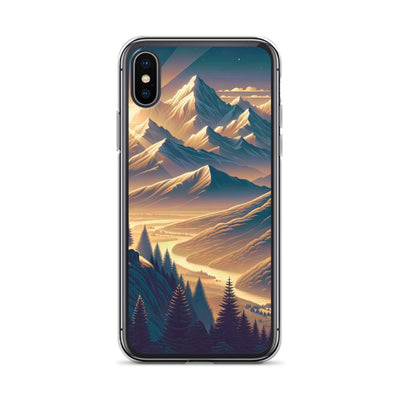 Alpen-Morgendämmerung, erste Sonnenstrahlen auf Schneegipfeln - iPhone Schutzhülle (durchsichtig) berge xxx yyy zzz iPhone X XS