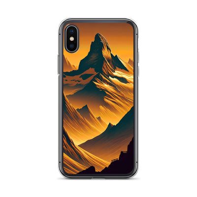 Fuchs in Alpen-Sonnenuntergang, goldene Berge und tiefe Täler - iPhone Schutzhülle (durchsichtig) camping xxx yyy zzz iPhone X/XS