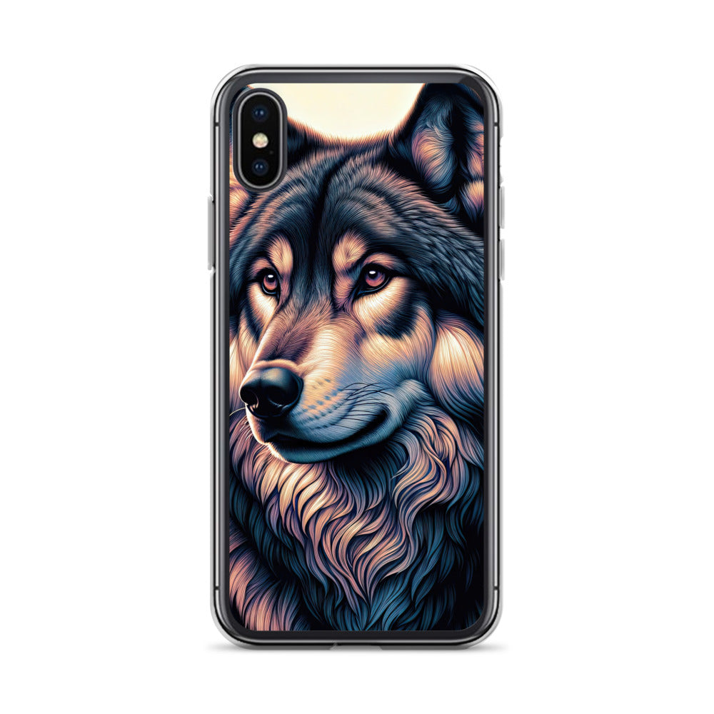 Majestätischer, glänzender Wolf in leuchtender Illustration (AN) - iPhone Schutzhülle (durchsichtig) xxx yyy zzz iPhone X XS