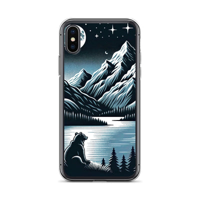 Bär in Alpen-Mondnacht, silberne Berge, schimmernde Seen - iPhone Schutzhülle (durchsichtig) camping xxx yyy zzz iPhone X/XS