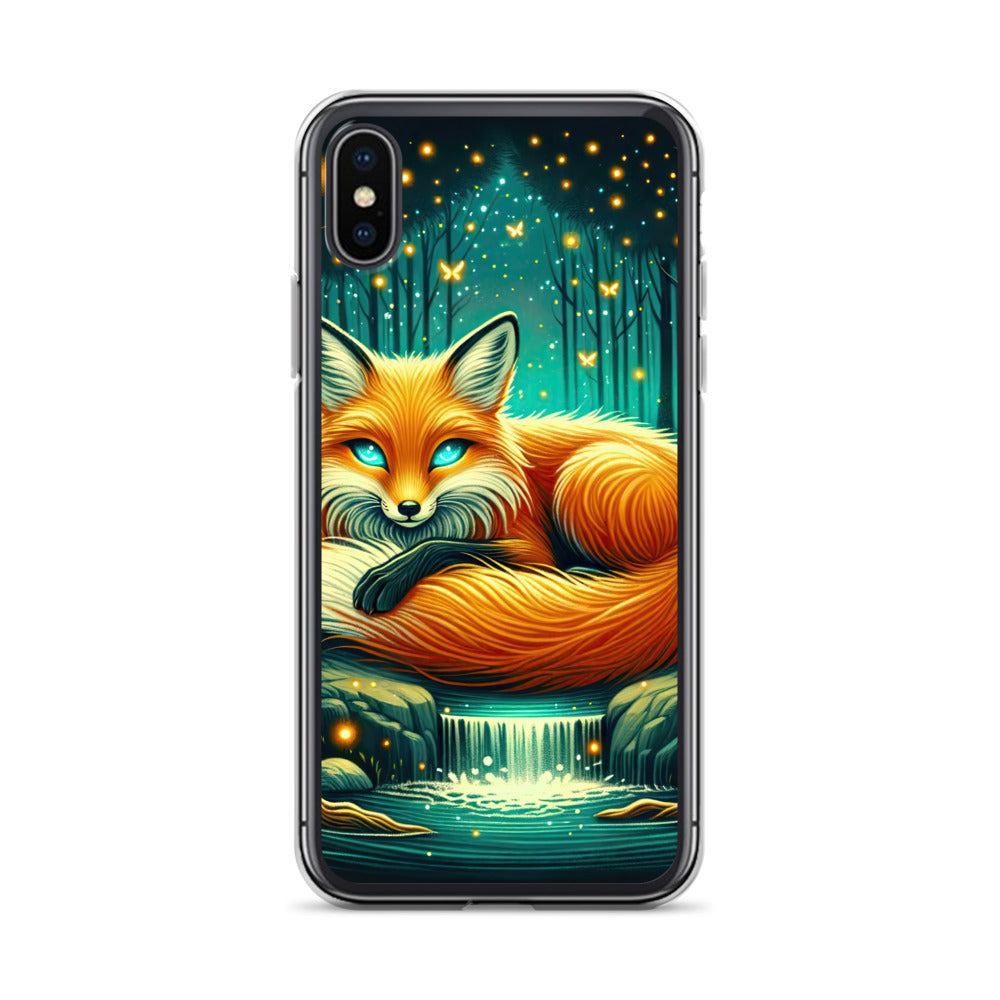 Bezaubernder Fuchs auf erleuchteter mystischer Waldlichtung - iPhone Schutzhülle (durchsichtig) camping xxx yyy zzz iPhone X/XS